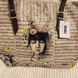 Women's Artistic Tote Bag - Cream and Brown vegan DoGo bag new with tags